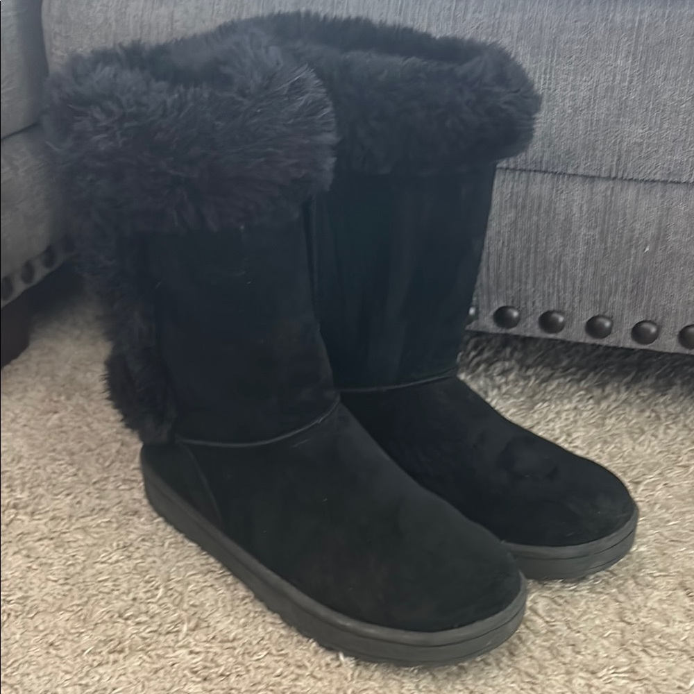 SO Girls Black Faux Fur Winter boots 4